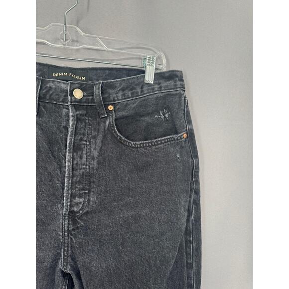 Aritzia Denim Forum Jeans Womens 30 Black Joni High Rise 26L Loose Distressed - Picture 4 of 16